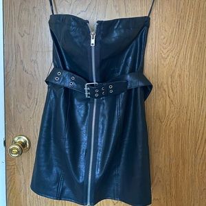 Leather, size M, mini dress, with belt, Forever21